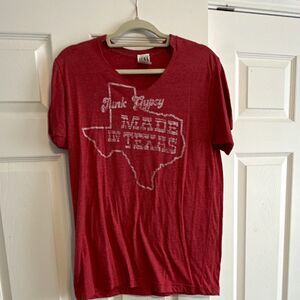 Junk Gypsy Made in Texas Women’s Medium Red Graphic T-Shirt Western Boho